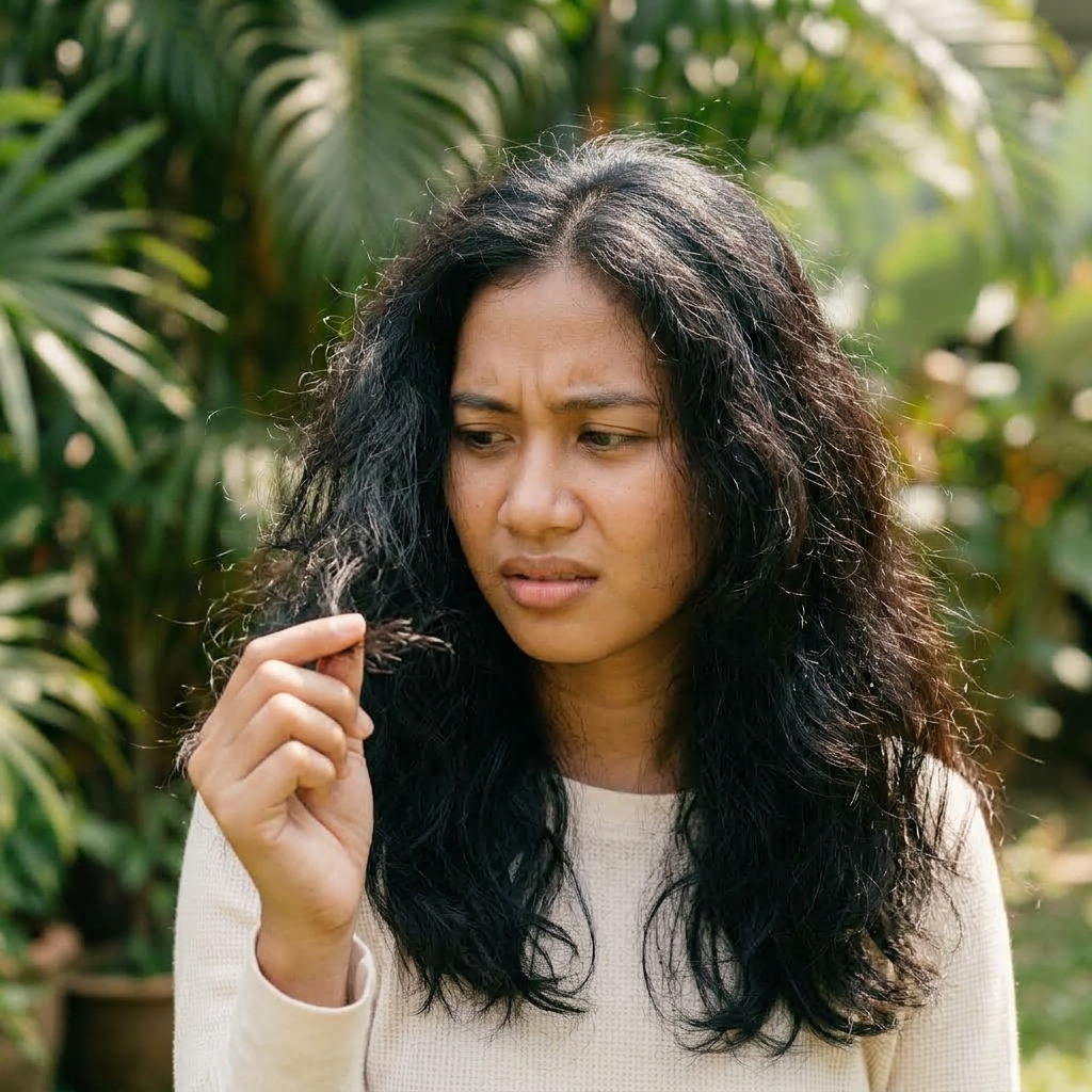 Rambut kembang dan frizzy