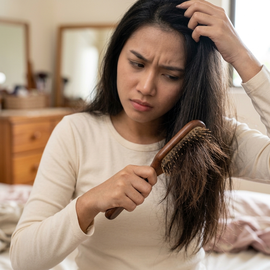 Rambut kasar dan susah lurus